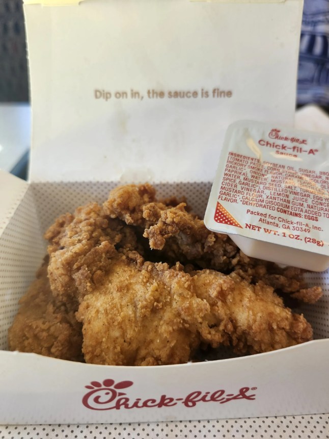 Chicken tenders and sauce from Chick-fil-A