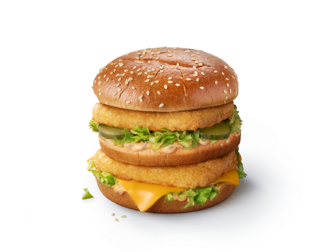 The Chicken Big Mac on a white background