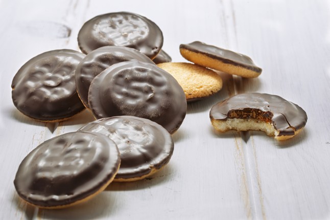 Delicious Jaffa Cakes. Cookies covered with dark chocolate