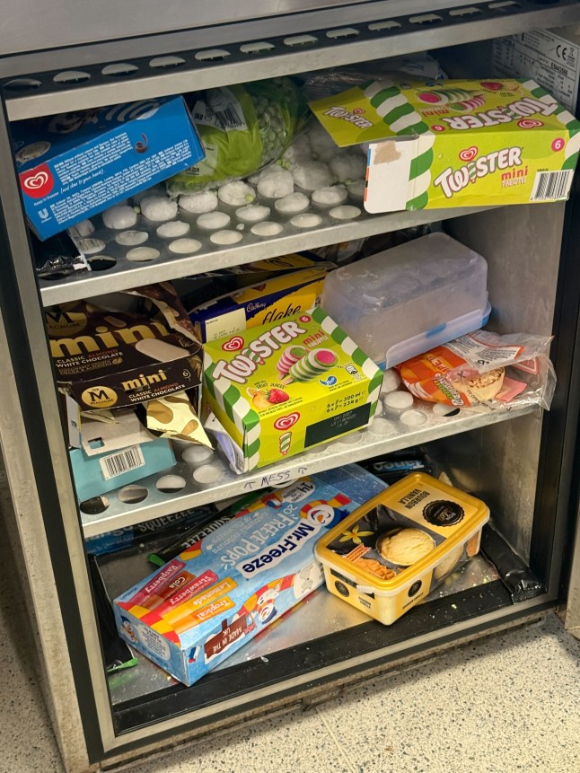 Ice lollies in the station freezer