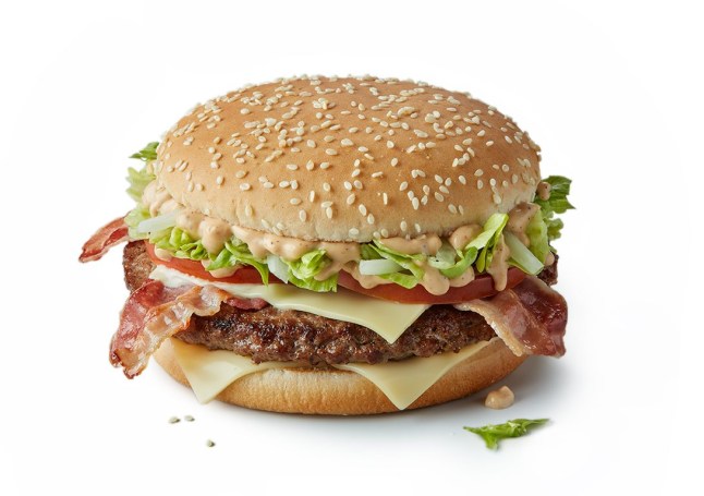 The Big Tasty with bacon on a white background