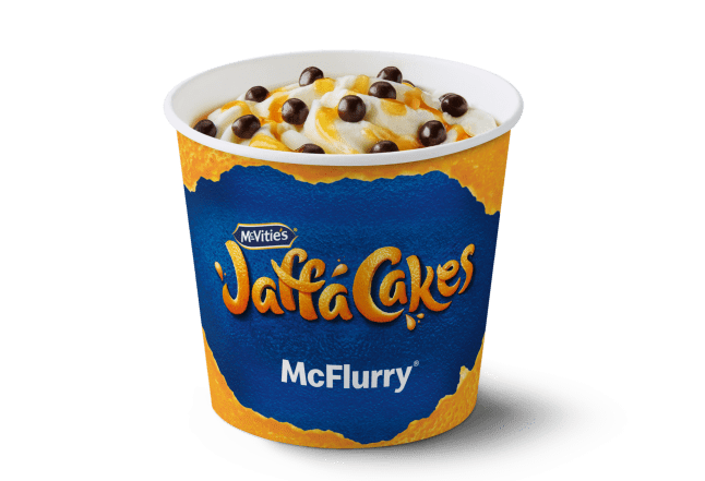 The new Jaffa Cake McFlurry on a white background
