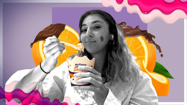 A picture of our writer trying the Jaffa Cake McFlurry