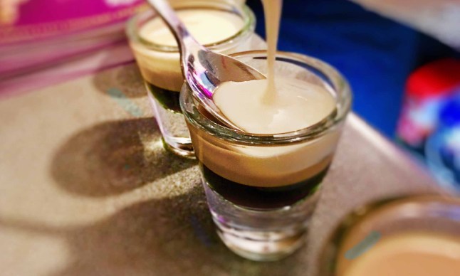 A baby Guinness shot drink.