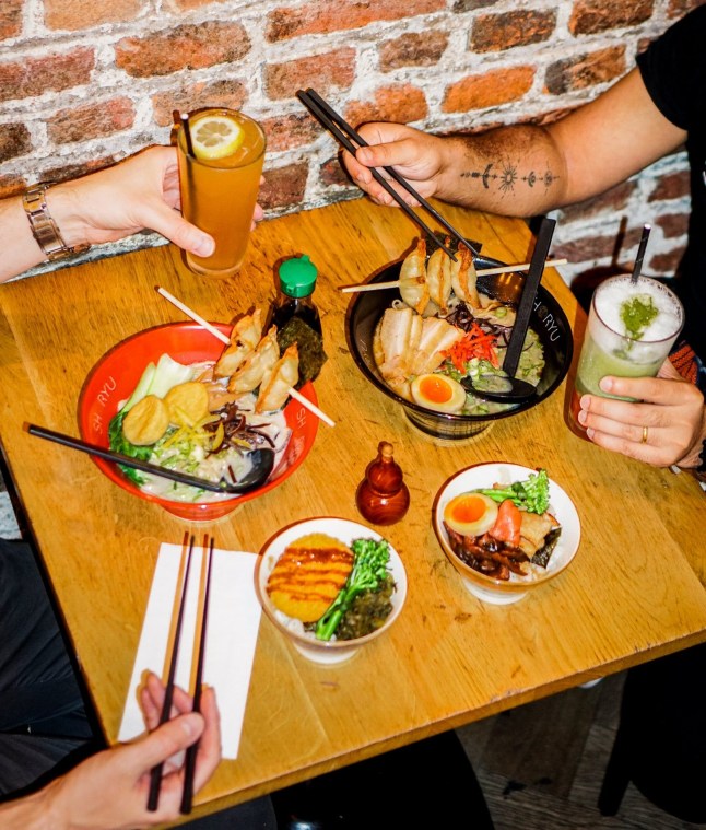 Two plates of ramen at Shoryu