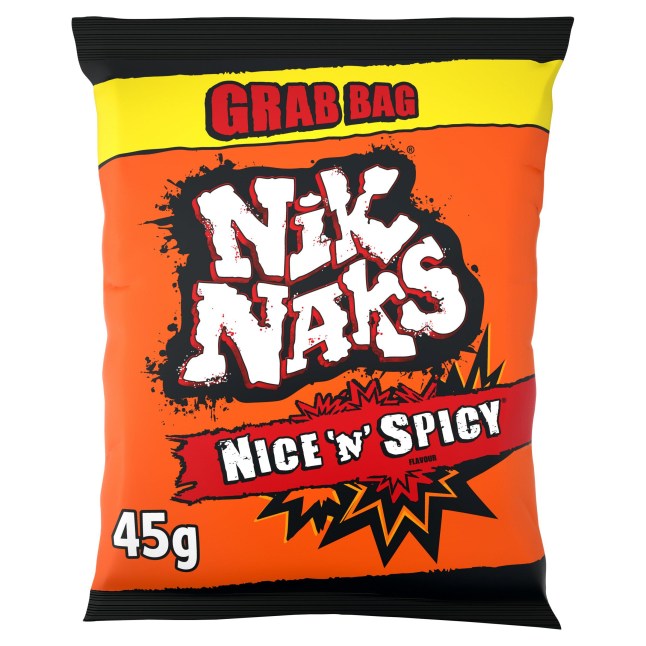 Nice 'n' Spicy Nik Naks on a white background