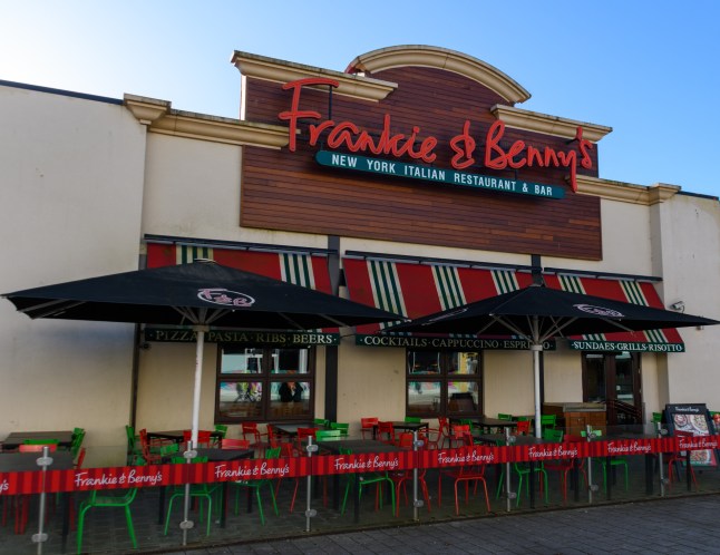 The frontage of Frankie and Bennys restaurant at Chichester Gate