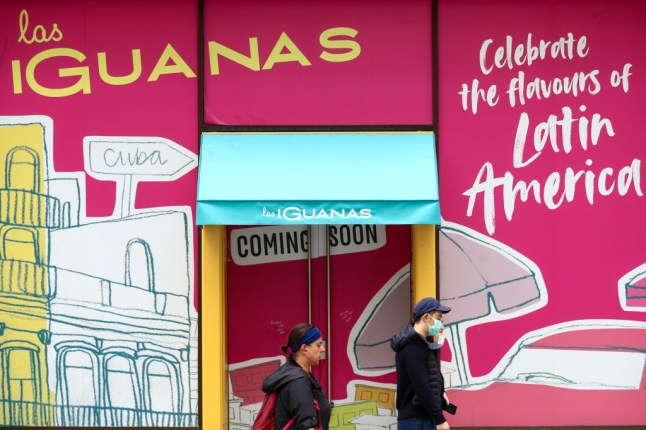 The exterior of a Las Iguanas restaurant before it opened