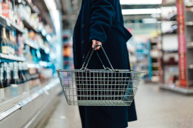 Food and grocery shopping in supermarket