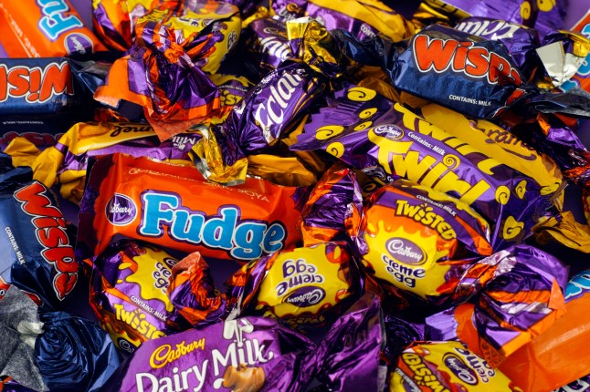 A pile of Cadbury chocolates.