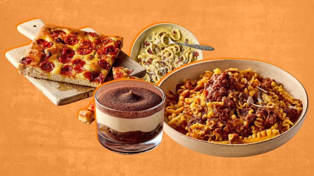Food from Pasta Evangelists on an orange backgorund