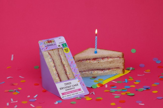 Undated handout photo issued by Tesco of its new Birthday Cake Sandwich, complete with sprinkles and vanilla frosting. The limited-edition sandwich, released to mark the 30th anniversary of the Tesco Clubcard, will be on sale for four weeks at 1,000 stores, the grocer said. Shoppers can buy it for ?3, or as part of a ?4 meal deal alongside a drink and snack. Issue date: Tuesday August 5, 2025. PA Photo. Photo credit should read: Tesco/PA Wire NOTE TO EDITORS: This handout photo may only be used for editorial reporting purposes for the contemporaneous illustration of events, things or the people in the image or facts mentioned in the caption. Reuse of the picture may require further permission from the copyright holder.