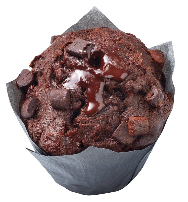 Chocolate muffin on a white background