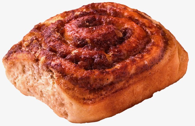 Sticky Cinnamon Bun from Lidl on a white background