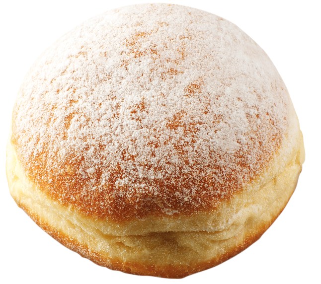 Lidl's jam doughnut on a white background