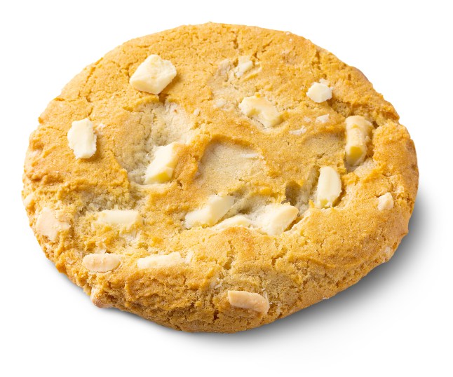 White chocolate cookie from Lidl on a white background