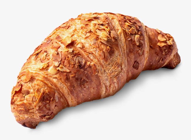 Almond croissant from Lidl on a white background