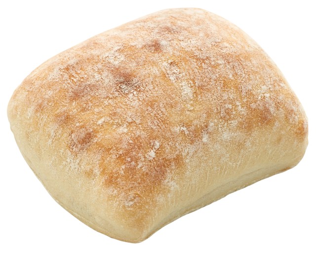 Stonebaked white roll from Lidl on a white background