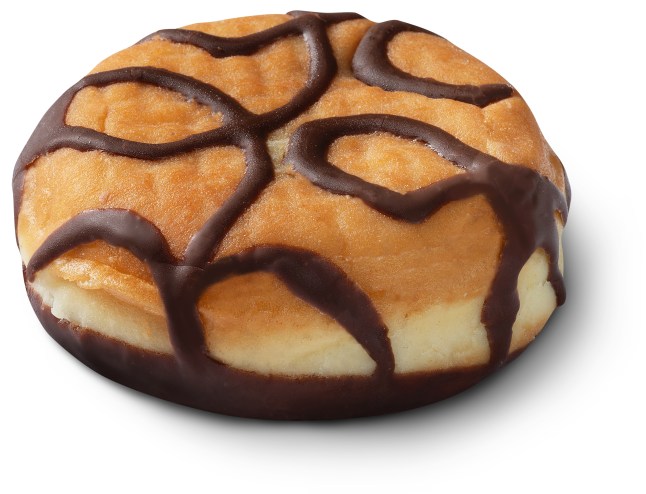Chocolate and Hazelnut doughnut from Lidl on a white background